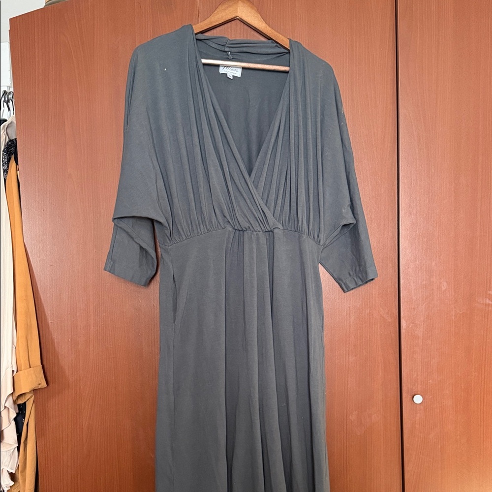 Elegant Gray Wrap-Front Jumpsuit
